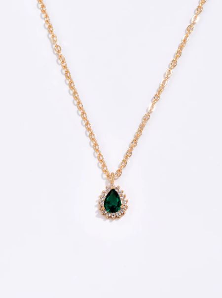 Trendy New Zircon Inlaid Water Drop Pendant Chain