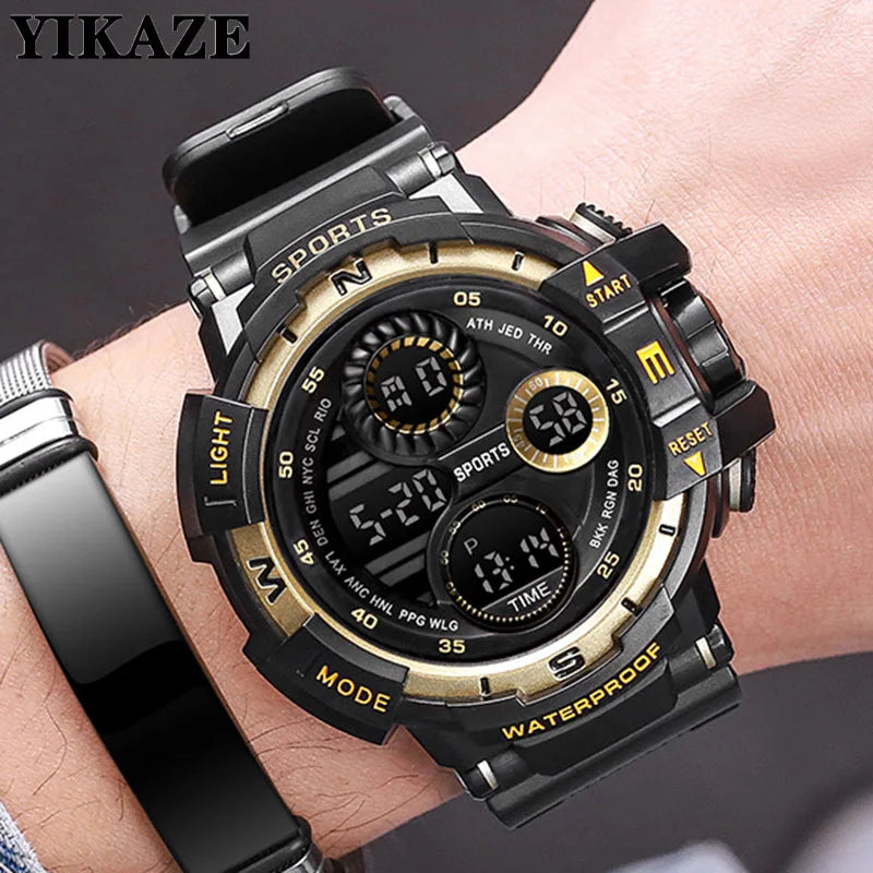 YIKAZE Men's Military Digital Watch Outdoor Men Sports Watch