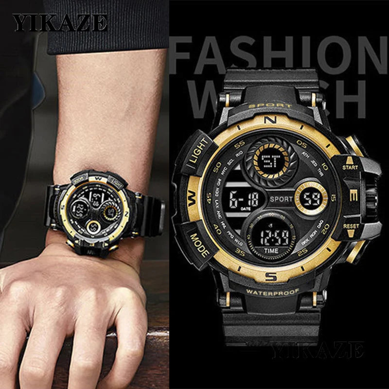 YIKAZE Men's Military Digital Watch Outdoor Men Sports Watch