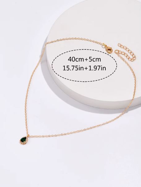 Trendy New Zircon Inlaid Water Drop Pendant Chain