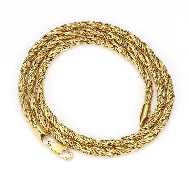 Rope Chain Necklace for Men Women Stainless Steel