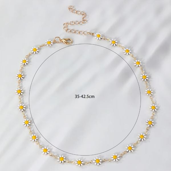 New Vintage Gold Plated Alloy Lucky Sunflower Chain Necklace